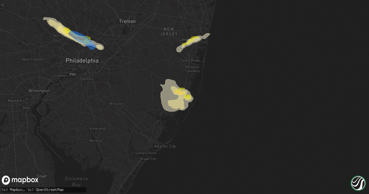Hail map in Manahawkin, NJ on July 21, 2021
