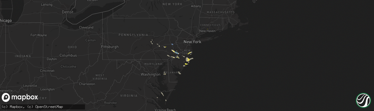 Hail map in New Jersey on July 21, 2021