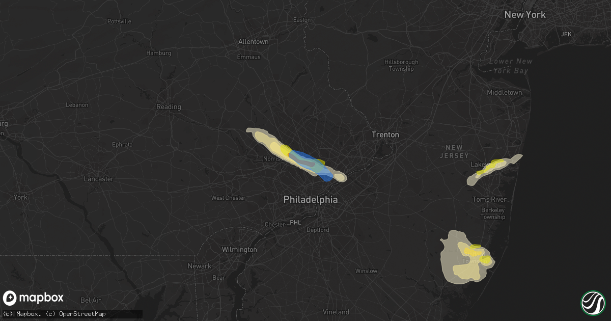 Hail map in Oreland, PA on July 21, 2021