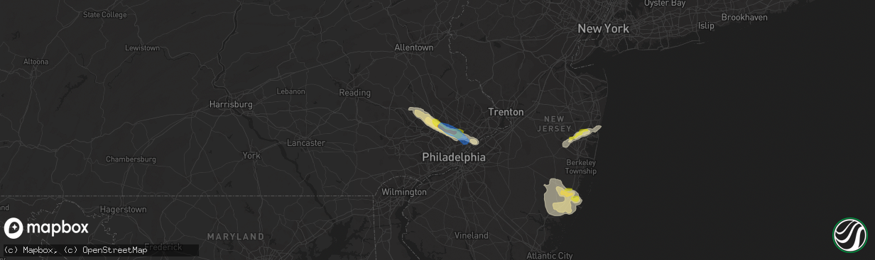Hail map in Plymouth Meeting, PA on July 21, 2021
