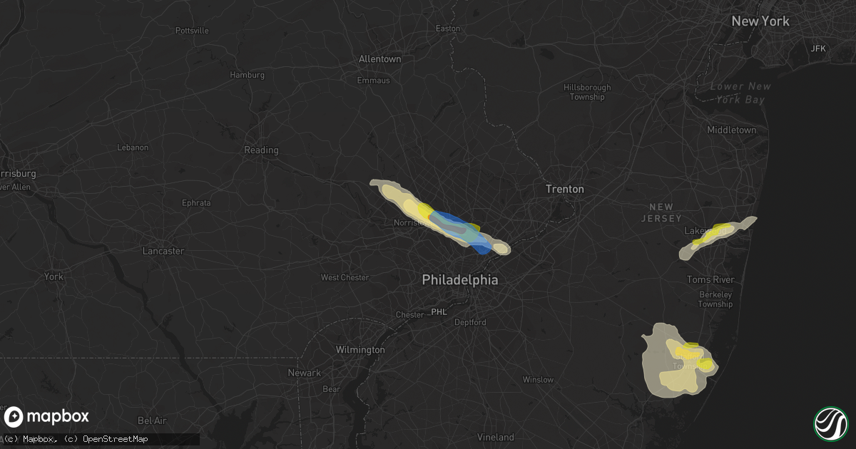 Hail map in Plymouth Meeting, PA on July 21, 2021