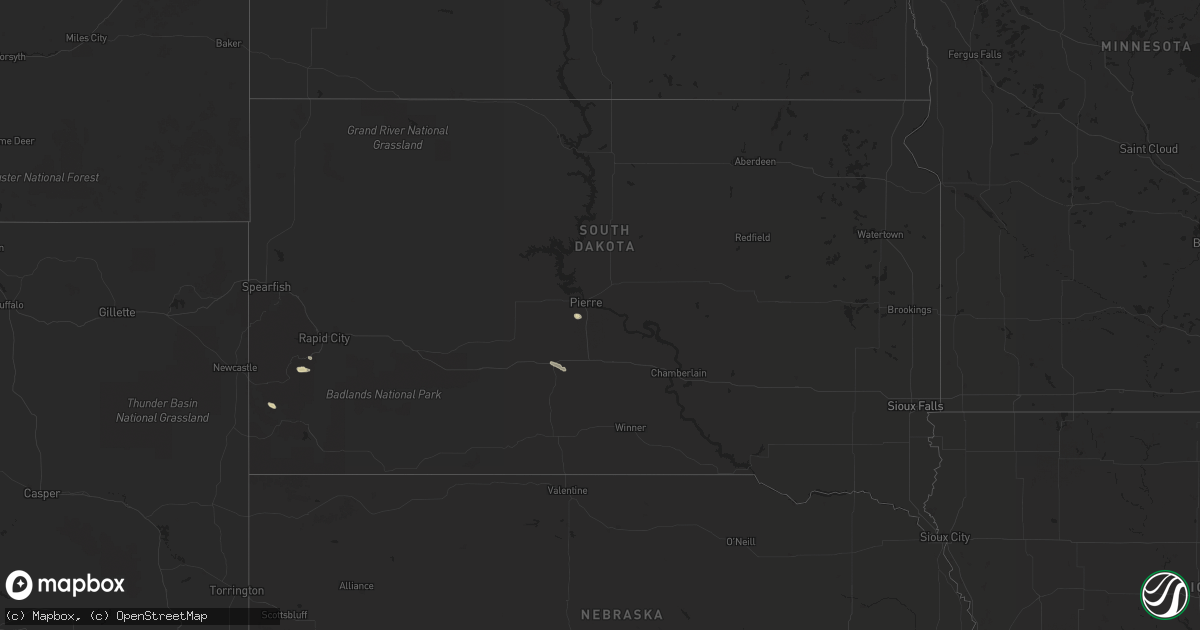 Hail map in South Dakota on July 21, 2021
