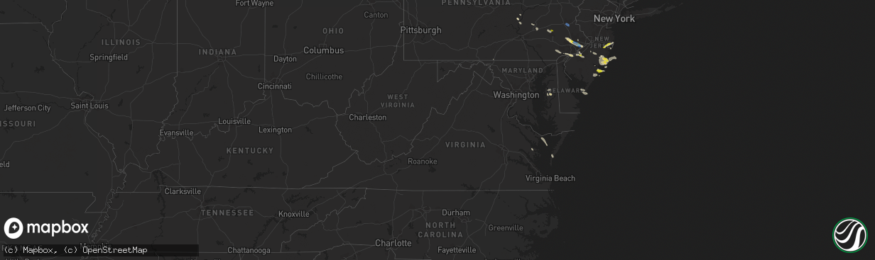 Hail map in Virginia on July 21, 2021