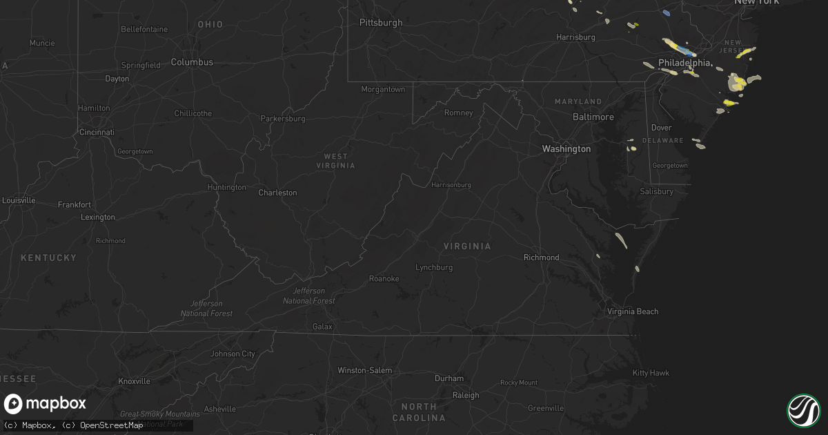Hail map in Virginia on July 21, 2021