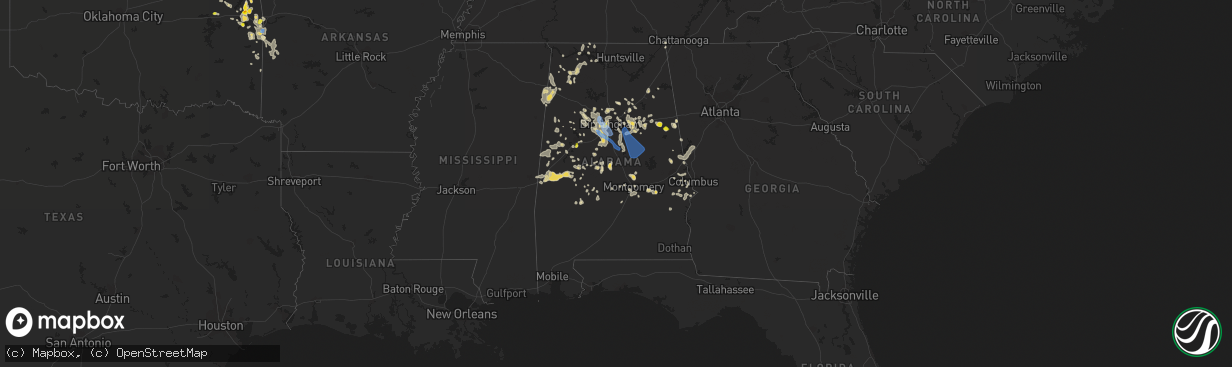 Hail map in Alabama on July 21, 2022