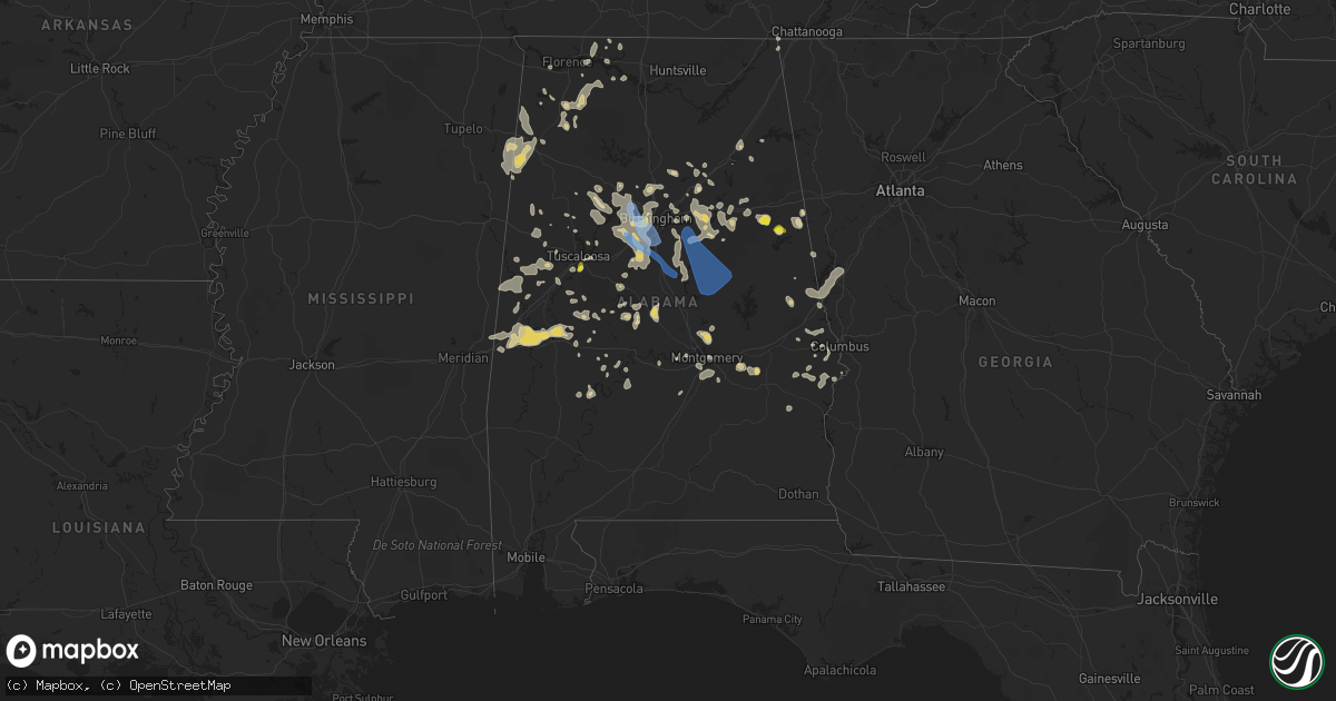 Hail map in Alabama on July 21, 2022
