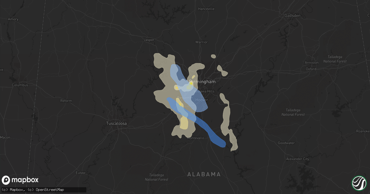 Hail map in Bessemer, AL on July 21, 2022