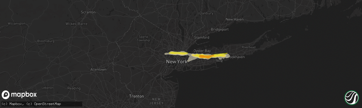 Hail map in Bronx, NY on July 21, 2022
