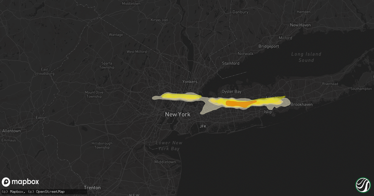 Hail map in Bronx, NY on July 21, 2022