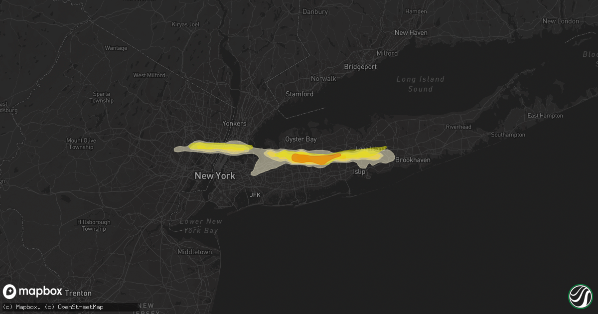 Hail map in Jericho, NY on July 21, 2022
