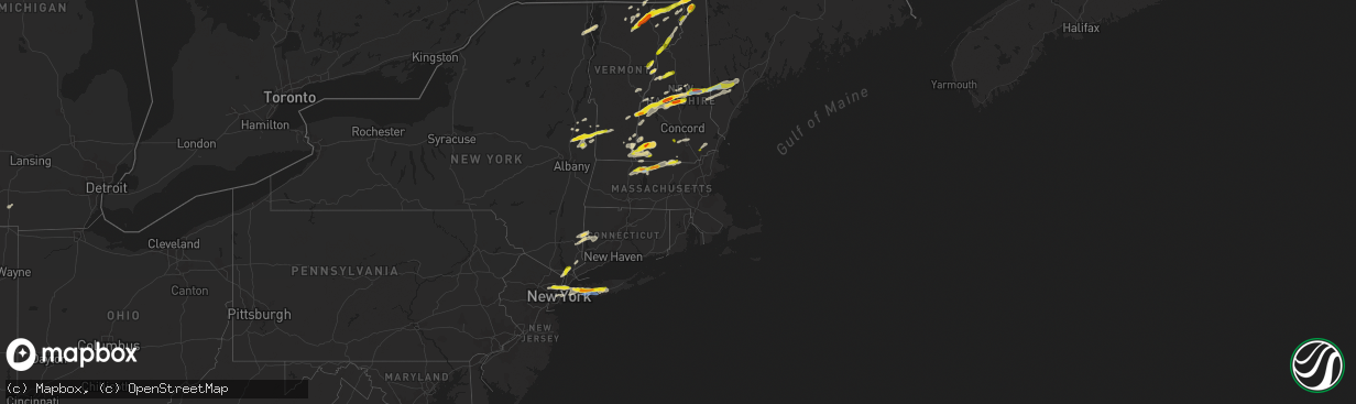 Hail map in Massachusetts on July 21, 2022