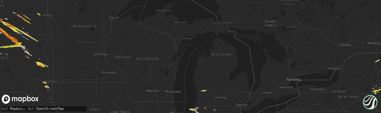 Hail map in Michigan on July 21, 2022