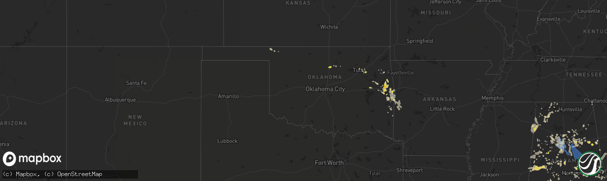 Hail map in Oklahoma on July 21, 2022