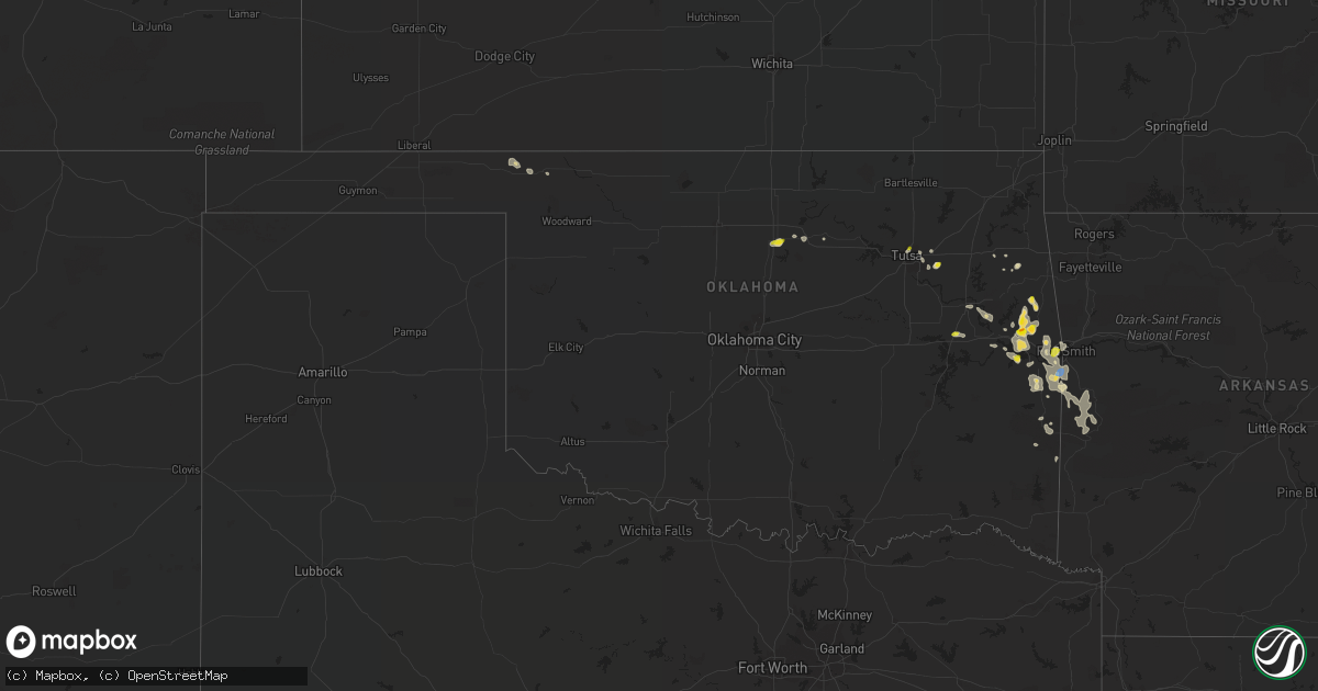Hail map in Oklahoma on July 21, 2022