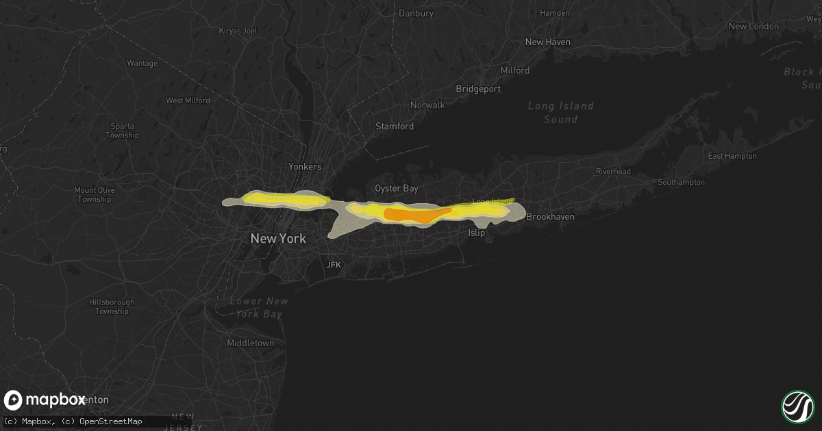 Hail map in Plainview, NY on July 21, 2022
