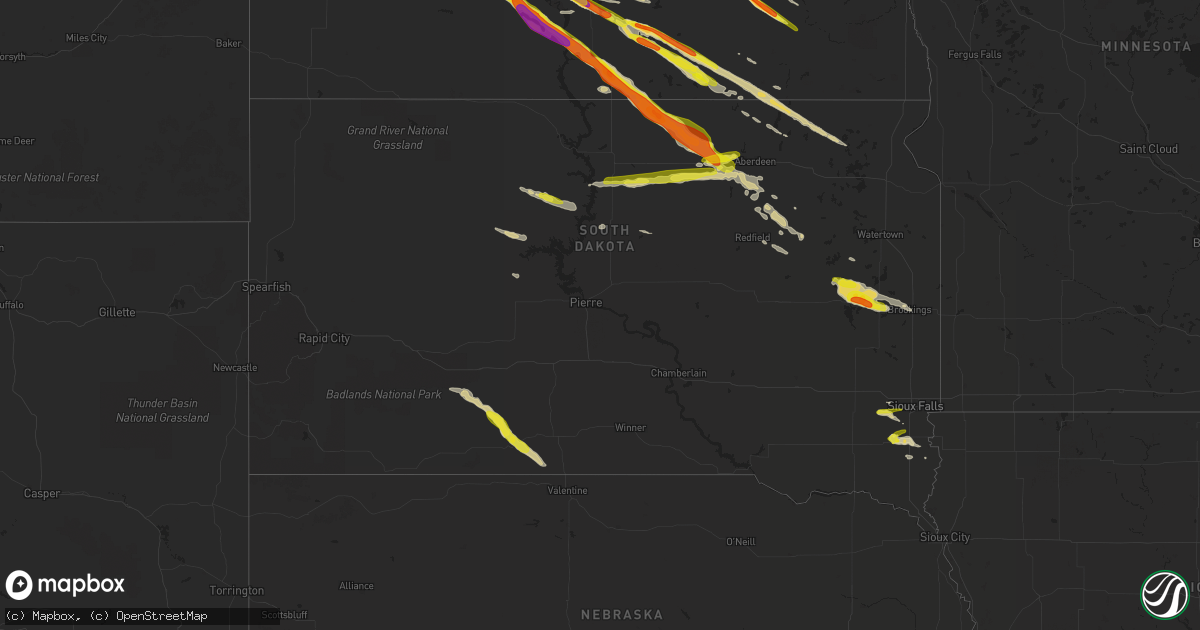 Hail map in South Dakota on July 21, 2022