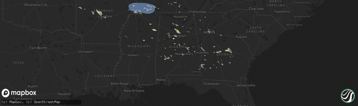 Hail map in Alabama on July 21, 2023