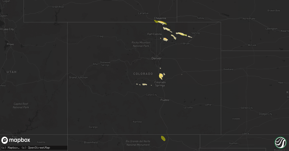 Hail map in Colorado on July 21, 2023