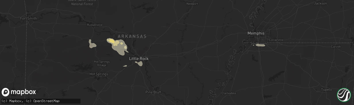 Hail map in Little Rock, AR on July 21, 2023
