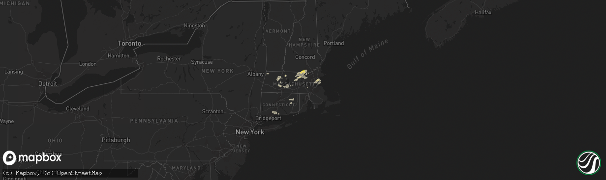 Hail map in Massachusetts on July 21, 2023