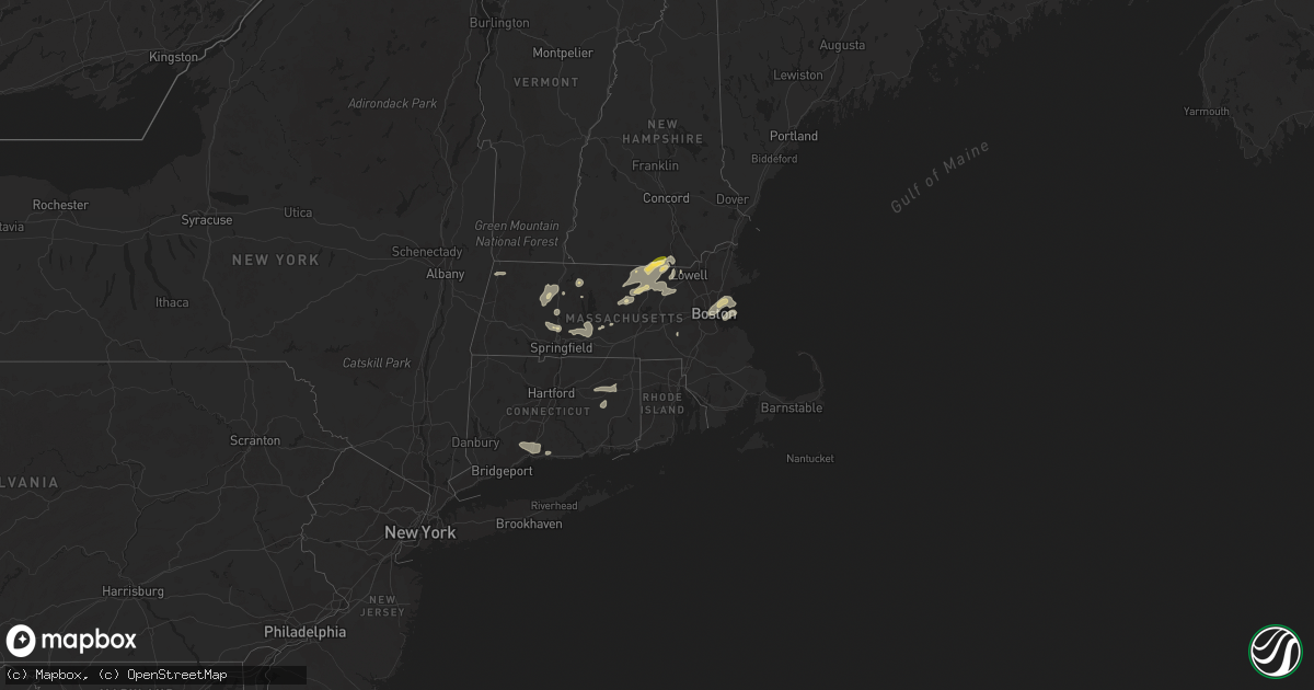 Hail map in Massachusetts on July 21, 2023