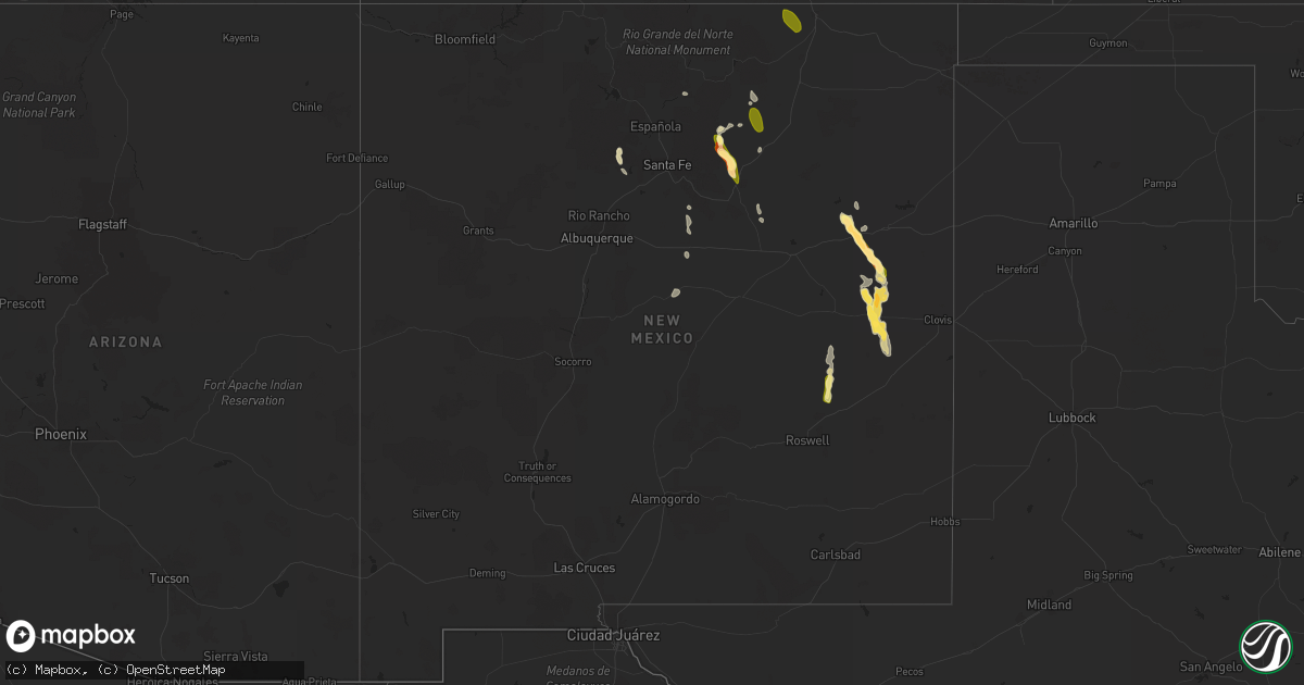 Hail map in New Mexico on July 21, 2023