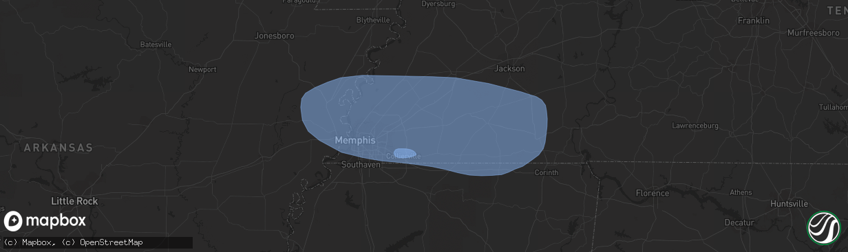 Hail map in Somerville, TN on July 21, 2023