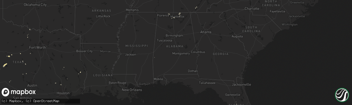 Hail map in Alabama on July 21, 2024