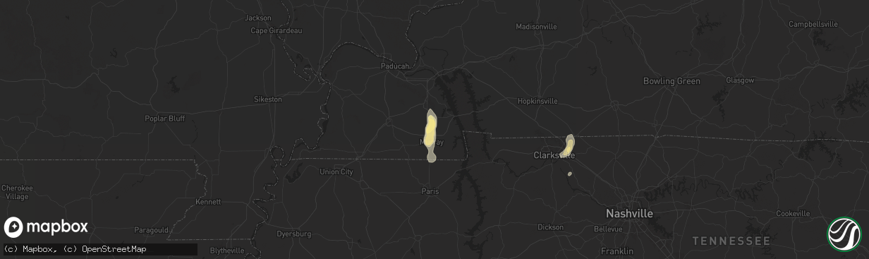 Hail map in Almo, KY on July 21, 2024