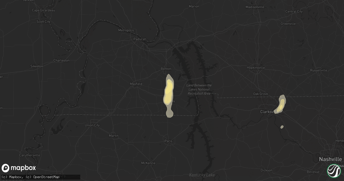 Hail map in Almo, KY on July 21, 2024