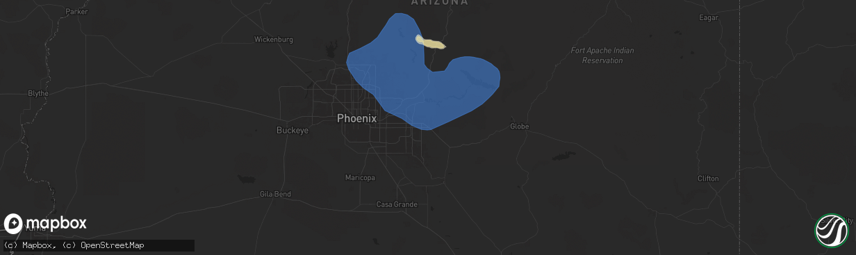 Hail map in Apache Junction, AZ on July 21, 2024