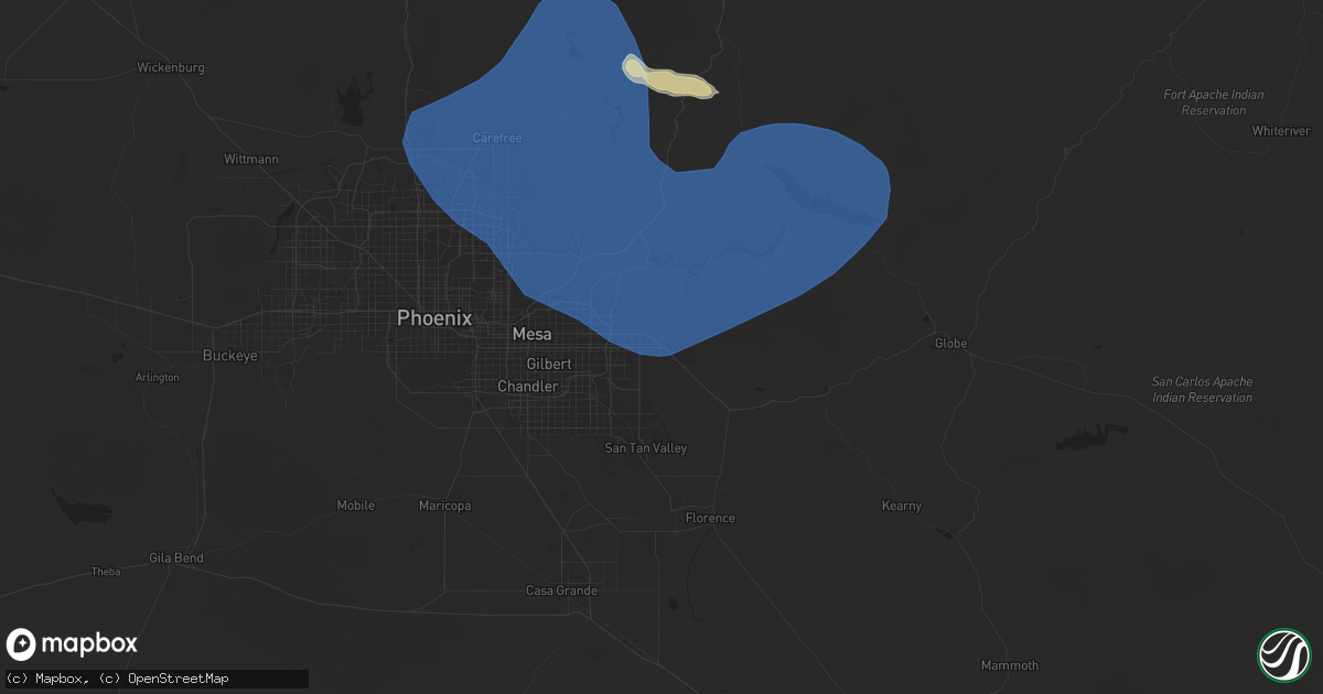 Hail map in Apache Junction, AZ on July 21, 2024