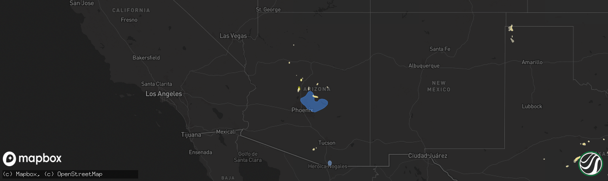 Hail map in Arizona on July 21, 2024