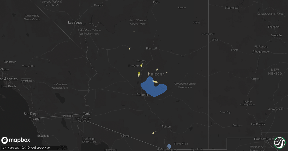 Hail map in Arizona on July 21, 2024