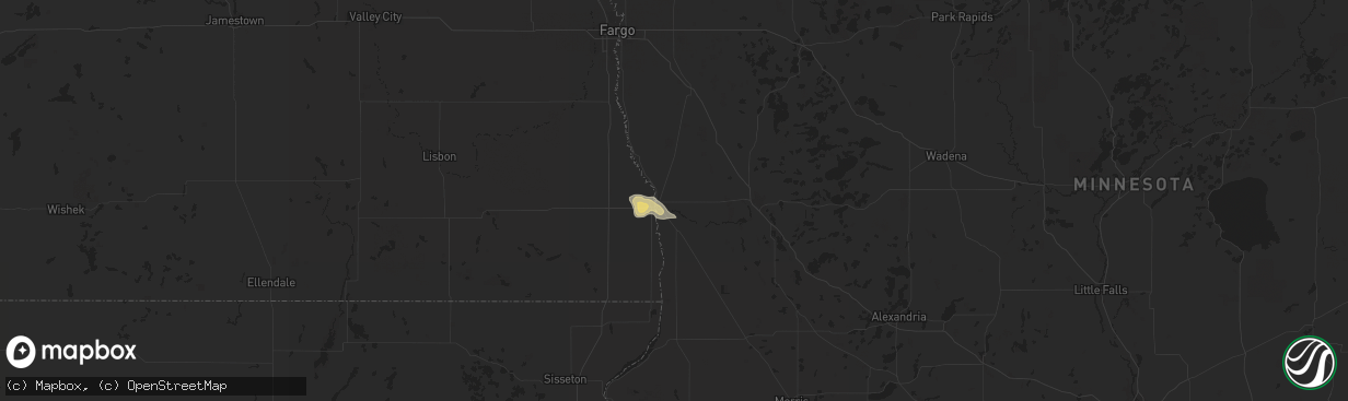 Hail map in Breckenridge, MN on July 21, 2024