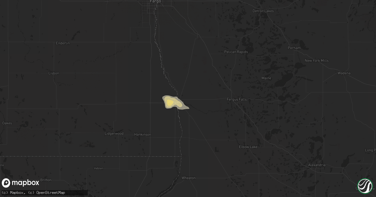 Hail map in Breckenridge, MN on July 21, 2024