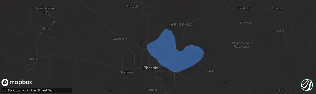 Hail map in Carefree, AZ on July 21, 2024