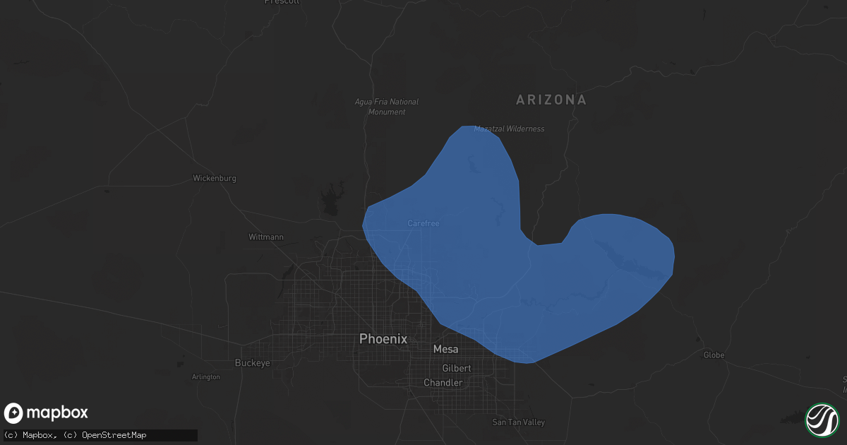 Hail map in Carefree, AZ on July 21, 2024