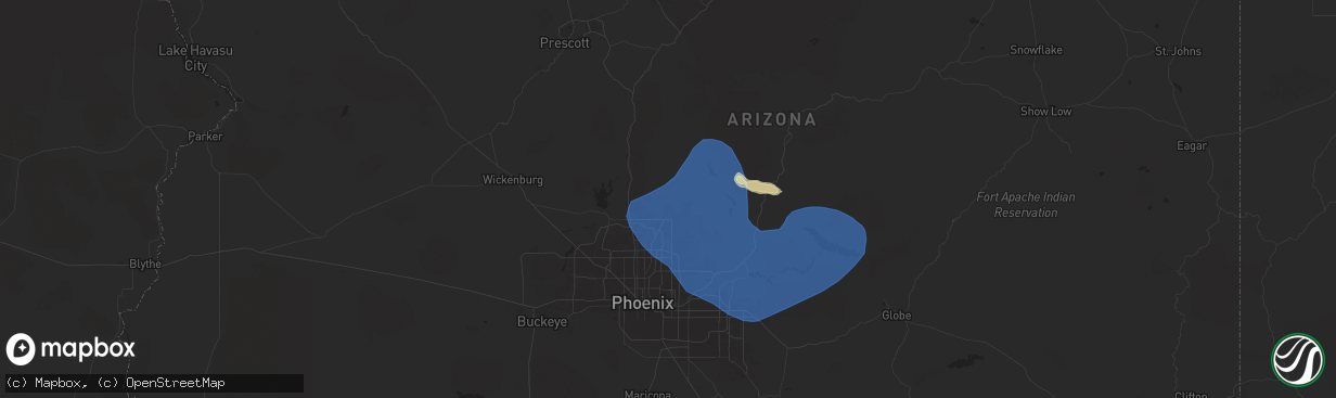 Hail map in Cave Creek, AZ on July 21, 2024