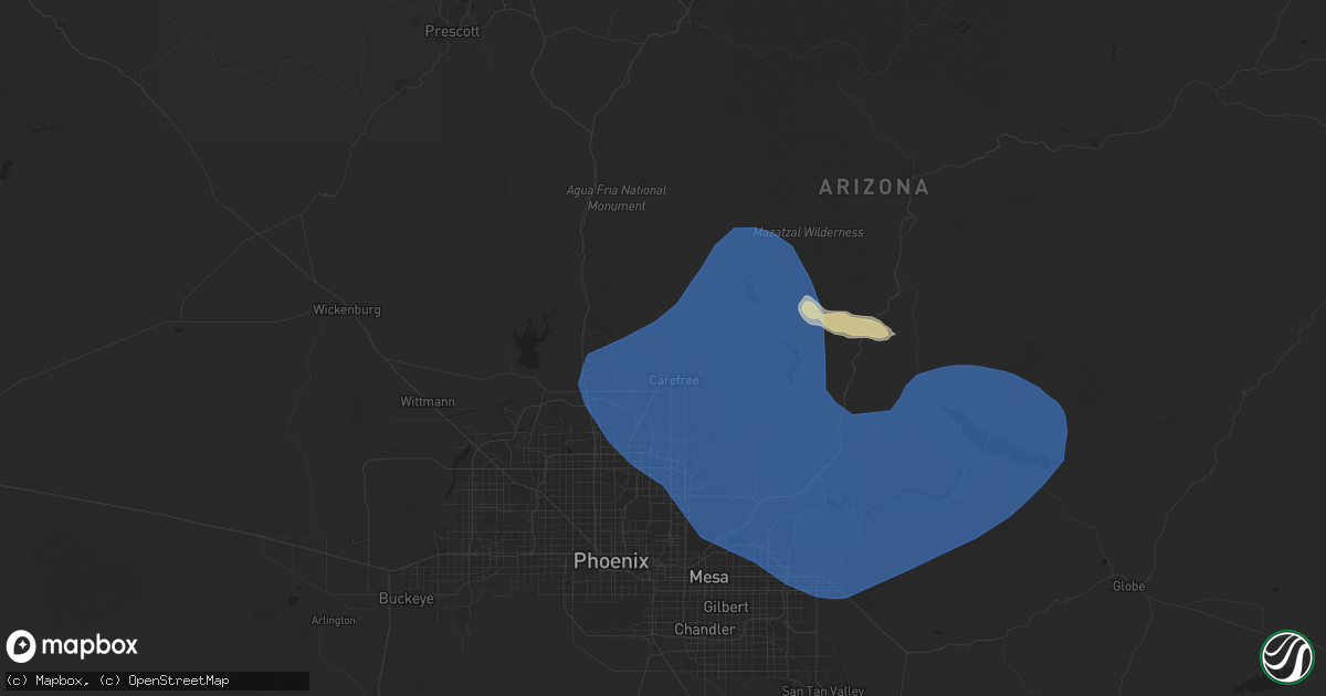 Hail map in Cave Creek, AZ on July 21, 2024
