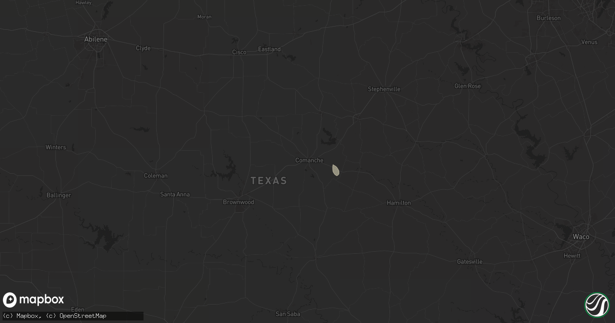 Hail map in Comanche, TX on July 21, 2024