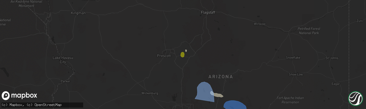 Hail map in Dewey, AZ on July 21, 2024