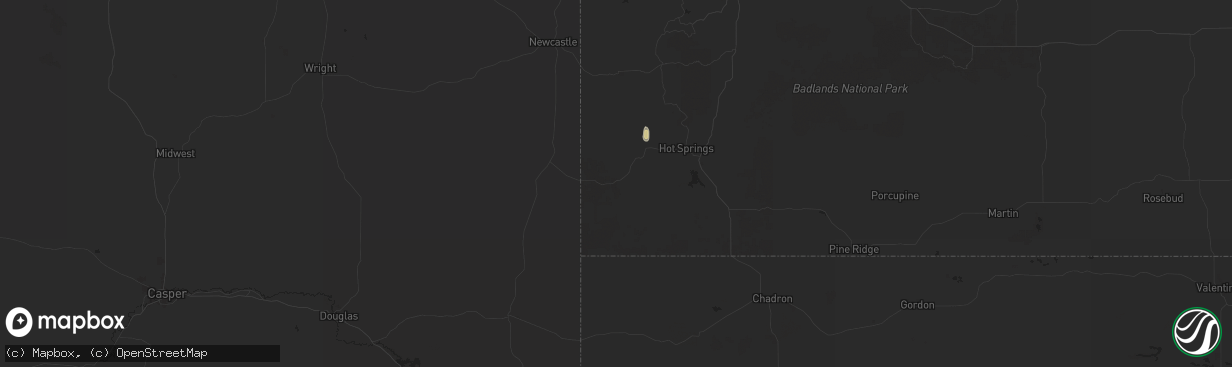 Hail map in Edgemont, SD on July 21, 2024