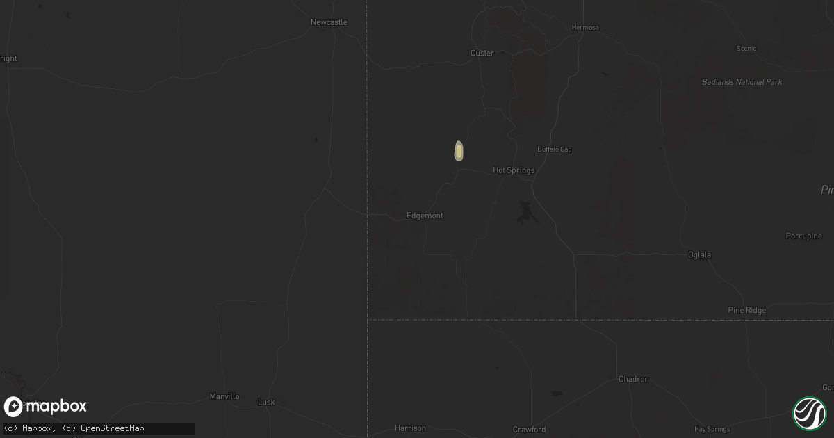 Hail map in Edgemont, SD on July 21, 2024
