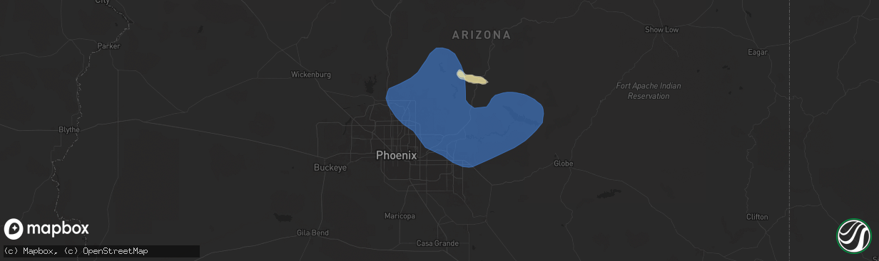 Hail map in Fountain Hills, AZ on July 21, 2024