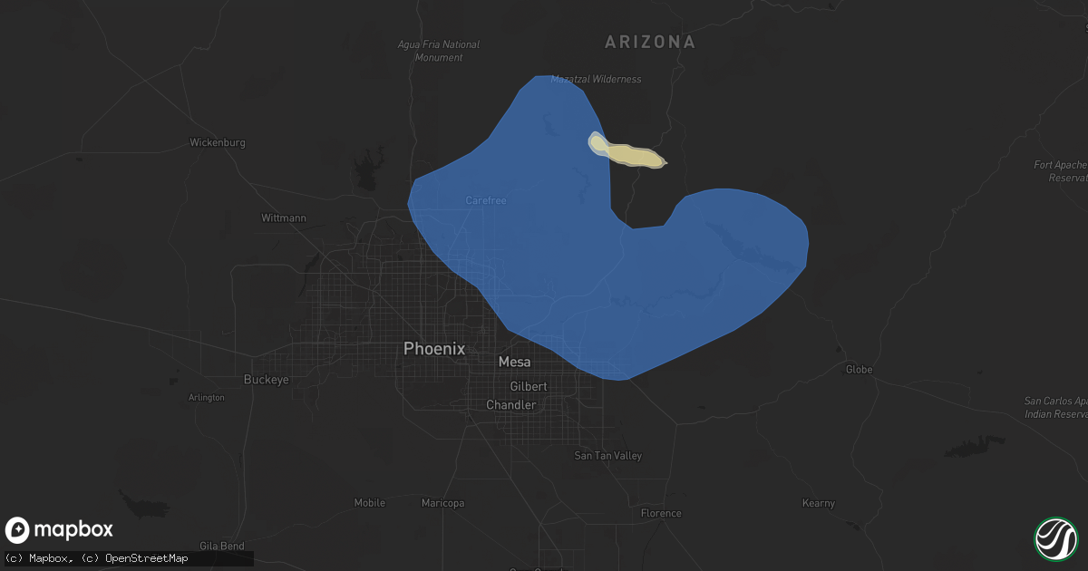 Hail map in Fountain Hills, AZ on July 21, 2024