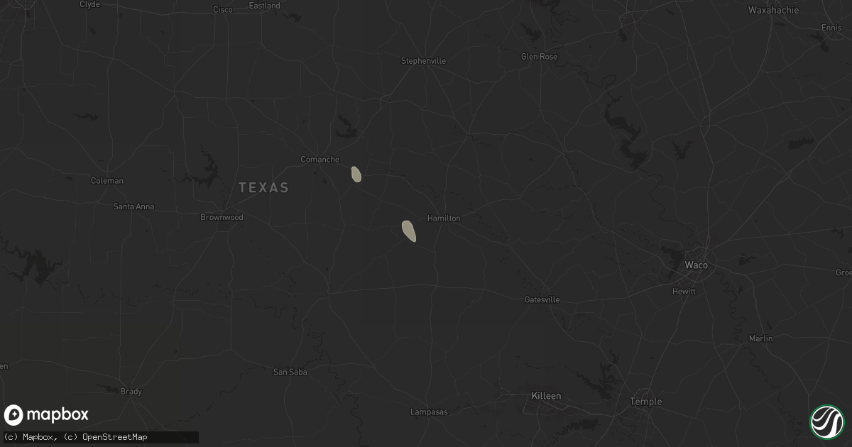 Hail map in Hamilton, TX on July 21, 2024