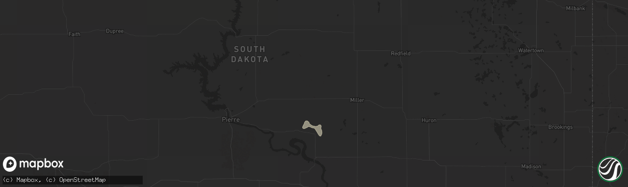 Hail map in Highmore, SD on July 21, 2024