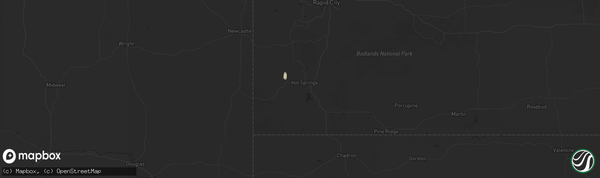 Hail map in Hot Springs, SD on July 21, 2024