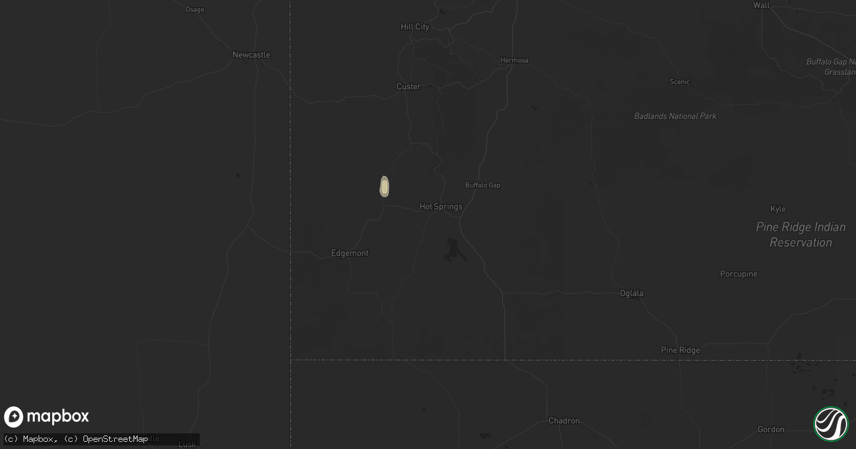 Hail map in Hot Springs, SD on July 21, 2024